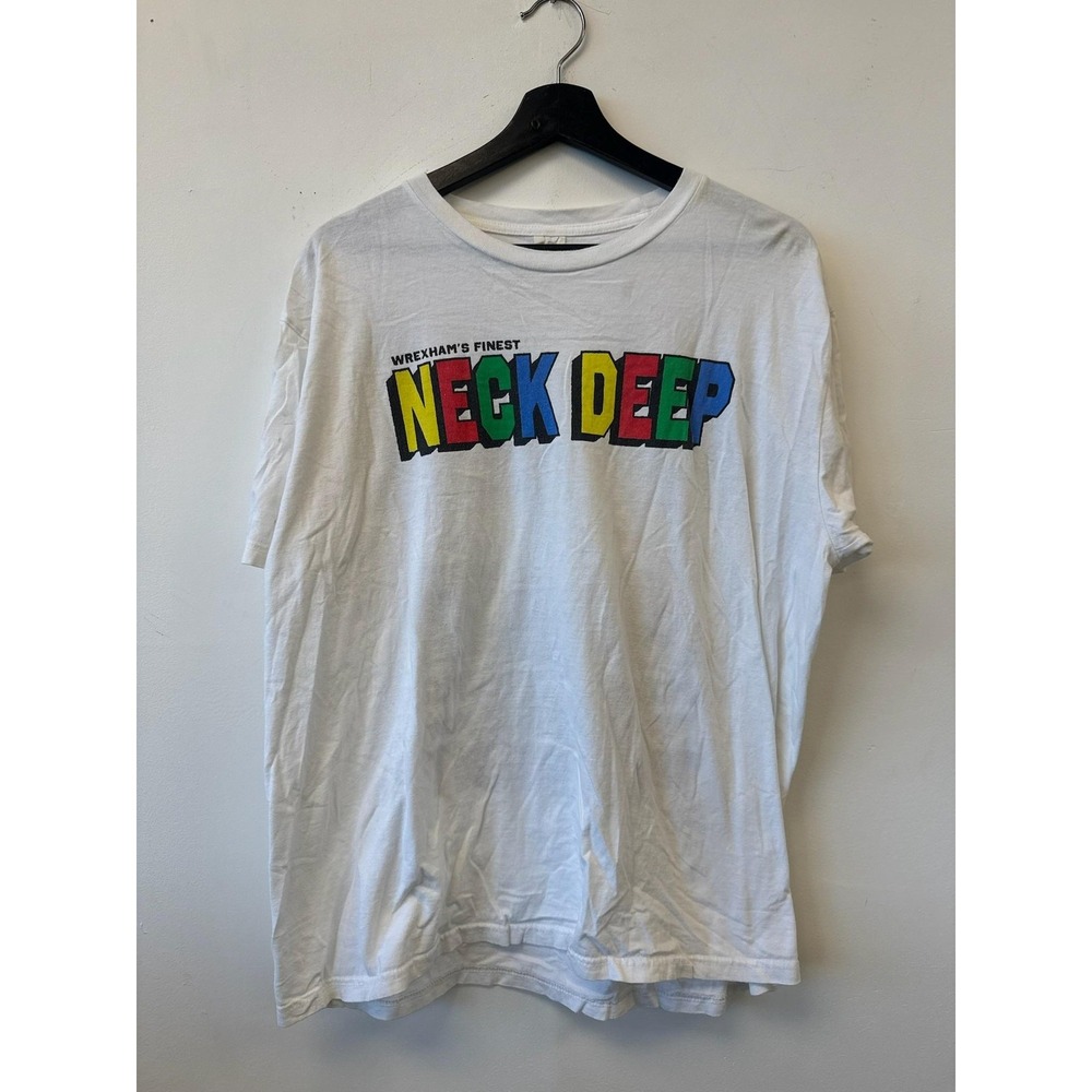 Neck Deep Shirt Mens Large White‎ Wrexham's Finest Graphic Band Tee T-Shirt